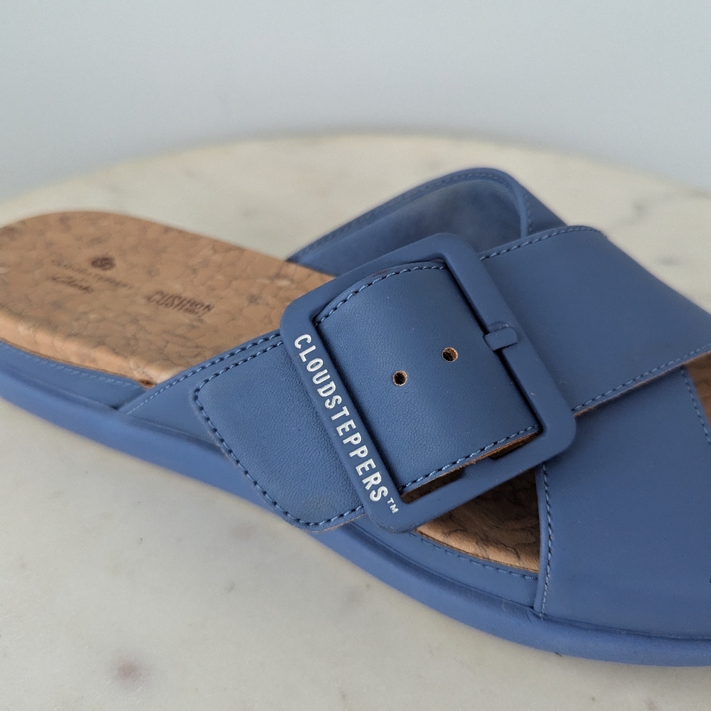 Clarks Cloudsteppers Women's Blue Casual Slide Sandals - Picture 4 of 10